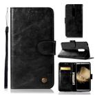 For ZTE AXON7 Retro Copper Button Crazy Horse Horizontal Flip PU Leather Case with Holder & Card Slots & Wallet & Lanyard(Black) - 1