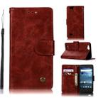 For ZTE N9137 Retro Copper Button Crazy Horse Horizontal Flip PU Leather Case with Holder & Card Slots & Wallet & Lanyard(Wine Red) - 1