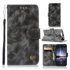 For ZTE Blade V8 Retro Copper Button Crazy Horse Horizontal Flip PU Leather Case with Holder & Card Slots & Wallet & Lanyard(Gray) - 1