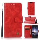 For ZTE Blade V8 Retro Copper Button Crazy Horse Horizontal Flip PU Leather Case with Holder & Card Slots & Wallet & Lanyard(Red) - 1