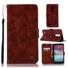 For ZTE Zmax Pro / Z981 Retro Copper Button Crazy Horse Horizontal Flip PU Leather Case with Holder & Card Slots & Wallet & Lanyard(Wine Red) - 1