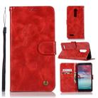 For ZTE Zmax Pro / Z981 Retro Copper Button Crazy Horse Horizontal Flip PU Leather Case with Holder & Card Slots & Wallet & Lanyard(Red) - 1