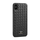 For iPhone X / XS Fierre Shann Leather Texture Phone Back Cover Case(Woven Black) - 1