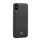 For iPhone XR Fierre Shann Leather Texture Phone Back Cover Case(Lychee Black) - 1