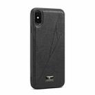 For iPhone XR Fierre Shann Leather Texture Phone Back Cover Case(Ox Tendon Black) - 1