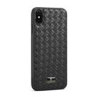 For iPhone XS Max Fierre Shann Leather Texture Phone Back Cover Case(Woven Black) - 1