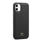 For iPhone 11 Fierre Shann Leather Texture Phone Back Cover Case (Lychee Black) - 1