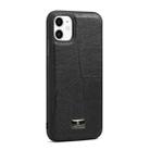 For iPhone 11 Fierre Shann Leather Texture Phone Back Cover Case (Ox Tendon Black) - 1