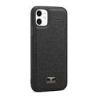 For iPhone 11 Pro Fierre Shann Leather Texture Phone Back Cover Case (Lychee Black) - 1