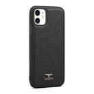 For iPhone 11 Pro Max Fierre Shann Leather Texture Phone Back Cover Case (Lychee Black) - 1