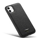 For iPhone 11 Pro Max Fierre Shann Leather Texture Phone Back Cover Case (Lychee Black) - 2