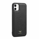 For iPhone 11 Pro Max Fierre Shann Leather Texture Phone Back Cover Case (Cowhide Black) - 1