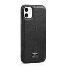 For iPhone 11 Pro Max Fierre Shann Leather Texture Phone Back Cover Case (Ox Tendon Black) - 1