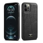 For iPhone 12 mini Fierre Shann Leather Texture Phone Back Cover Case (Ox Tendon Black) - 1