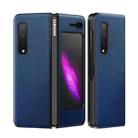 For Samsung Galaxy Fold 5G / Fold 4G Leather Texture + PC Full Coverge Folding Case(Blue Cross Texture) - 1