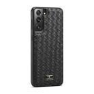 For Samsung Galaxy S21 5G Fierre Shann Leather Texture Phone Back Cover Case(Woven Black) - 1