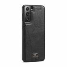 For Samsung Galaxy S21 5G Fierre Shann Leather Texture Phone Back Cover Case(Ox Tendon Black) - 1