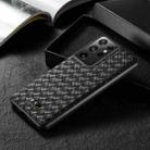 For Samsung Galaxy S21 Ultra 5G Fierre Shann Leather Texture Phone Back Cover Case(Woven Black) - 5
