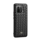 For Xiaomi Mi 11 Pro Fierre Shann Leather Texture Phone Back Cover Case(Woven Black) - 1