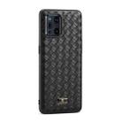 For OPPO Find X3 Fierre Shann Leather Texture Phone Back Cover Case(Woven Black) - 1