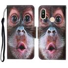 For Xiaomi Redmi Note 6 Pro Colored Drawing Pattern Horizontal Flip Leather Case with Holder & Card Slots & Wallet & Lanyard(Orangutan) - 1