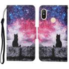 For Xiaomi Redmi Note 6 Pro Colored Drawing Pattern Horizontal Flip Leather Case with Holder & Card Slots & Wallet & Lanyard(Starry Cat) - 1