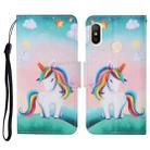 For Xiaomi Redmi Note 6 Pro Colored Drawing Pattern Horizontal Flip Leather Case with Holder & Card Slots & Wallet & Lanyard(Rainbow Unicorn) - 1