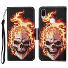 For Xiaomi Redmi Note 7 / 7 Pro Colored Drawing Pattern Horizontal Flip Leather Case with Holder & Card Slots & Wallet & Lanyard(Flame Skull) - 1