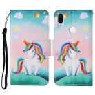 For Xiaomi Redmi Note 7 / 7 Pro Colored Drawing Pattern Horizontal Flip Leather Case with Holder & Card Slots & Wallet & Lanyard(Rainbow Unicorn) - 1