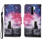 For Xiaomi Redmi Note 8 Pro Colored Drawing Pattern Horizontal Flip Leather Case with Holder & Card Slots & Wallet & Lanyard(Starry Cat) - 1