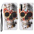 For Xiaomi Redmi Note 8T Colored Drawing Pattern Horizontal Flip Leather Case with Holder & Card Slots & Wallet & Lanyard(Flower Skull) - 1