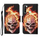 For Xiaomi Redmi Note 8T Colored Drawing Pattern Horizontal Flip Leather Case with Holder & Card Slots & Wallet & Lanyard(Flame Skull) - 1