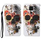 For Xiaomi Redmi Note 9 Colored Drawing Pattern Horizontal Flip Leather Case with Holder & Card Slots & Wallet & Lanyard(Flower Skull) - 1