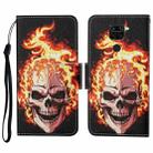 For Xiaomi Redmi Note 9 Colored Drawing Pattern Horizontal Flip Leather Case with Holder & Card Slots & Wallet & Lanyard(Flame Skull) - 1