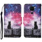 For Xiaomi Redmi Note 9 Colored Drawing Pattern Horizontal Flip Leather Case with Holder & Card Slots & Wallet & Lanyard(Starry Cat) - 1