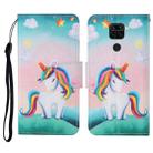 For Xiaomi Redmi Note 9 Colored Drawing Pattern Horizontal Flip Leather Case with Holder & Card Slots & Wallet & Lanyard(Rainbow Unicorn) - 1