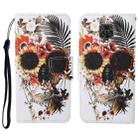 For Xiaomi Redmi Note 9 Pro Colored Drawing Pattern Horizontal Flip Leather Case with Holder & Card Slots & Wallet & Lanyard(Flower Skull) - 1