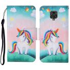 For Xiaomi Redmi Note 9 Pro Colored Drawing Pattern Horizontal Flip Leather Case with Holder & Card Slots & Wallet & Lanyard(Rainbow Unicorn) - 1