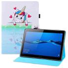 For Huawei MediaPad M3 Lite 10 Colored Drawing Horizontal Flip PU Leather Case with Holder & Card Slots & Wallet & Sleep / Wake-up Function(Loving Unicorn) - 1