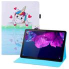 For Lenovo Tab P11 Pro (TB-XJ706F) Colored Drawing Horizontal Flip PU Leather Case with Holder & Card Slots & Wallet & Sleep / Wake-up Function(Loving Unicorn) - 1