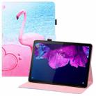 For Lenovo Tab P11 Pro (TB-XJ706F) Colored Drawing Horizontal Flip PU Leather Case with Holder & Card Slots & Wallet & Sleep / Wake-up Function(Flamingo) - 1