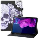 For Lenovo Tab P11 Pro (TB-XJ706F) Colored Drawing Horizontal Flip PU Leather Case with Holder & Card Slots & Wallet & Sleep / Wake-up Function(Flower Skull) - 1
