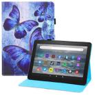 For Amazon Kindle Fire HD7 Colored Drawing Horizontal Flip PU Leather Case with Holder & Card Slots & Wallet & Sleep / Wake-up Function(Blue Butterflies) - 1