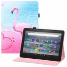 For Amazon Kindle Fire HD7 Colored Drawing Horizontal Flip PU Leather Case with Holder & Card Slots & Wallet & Sleep / Wake-up Function(Flamingo) - 1