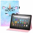 For Amazon Kindle Fire HD8 Colored Drawing Horizontal Flip PU Leather Case with Holder & Card Slots & Wallet & Sleep / Wake-up Function(Smiley Cat) - 1