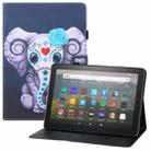 For Amazon Kindle Fire HD8 Colored Drawing Horizontal Flip PU Leather Case with Holder & Card Slots & Wallet & Sleep / Wake-up Function(Mask Elephant) - 1