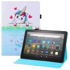For Amazon Kindle Fire HD8 (2020) Colored Drawing Horizontal Flip PU Leather Case with Holder & Card Slots & Wallet & Sleep / Wake-up Function(Loving Unicorn) - 1