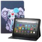 For Amazon Kindle Fire HD8 (2020) Colored Drawing Horizontal Flip PU Leather Case with Holder & Card Slots & Wallet & Sleep / Wake-up Function(Mask Elephant) - 1