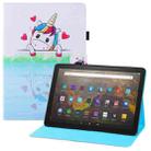 For Amazon Kindle Fire HD10 Colored Drawing Horizontal Flip PU Leather Case with Holder & Card Slots & Wallet & Sleep / Wake-up Function(Loving Unicorn) - 1
