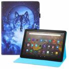 For Amazon Kindle Fire HD10 Colored Drawing Horizontal Flip PU Leather Case with Holder & Card Slots & Wallet & Sleep / Wake-up Function(Moon Wolf) - 1
